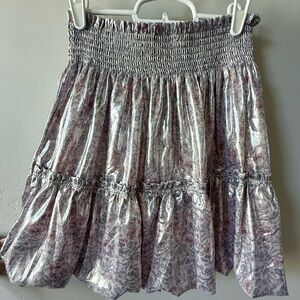 Free People Bubble Printed Tiered Skirt, Silver/Lavender Combo. Size medium.